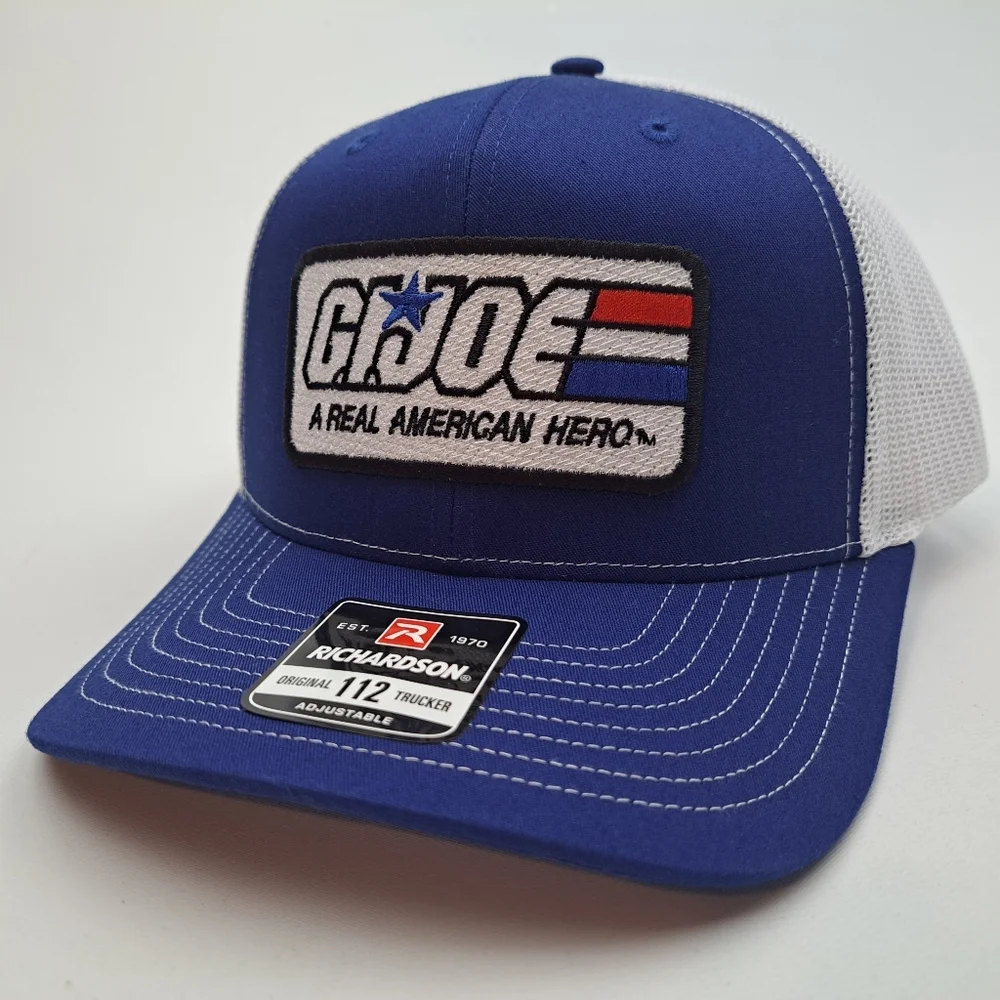G I JOE Richardson 112 Trucker Mesh Snapback Cap Hat Blue Embroidered Patch